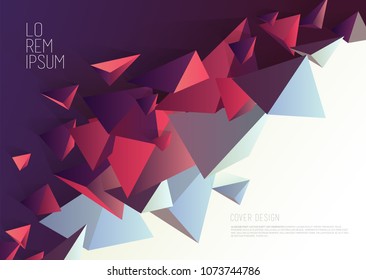Book cover design template with abstract polygonal objects.