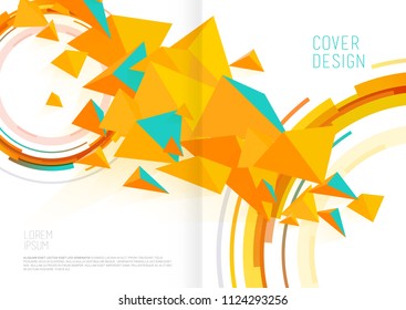 Book cover design template with abstract polygonal objects.
