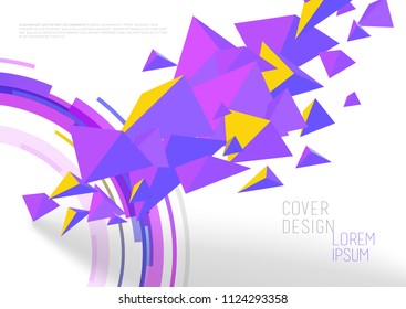 Book cover design template with abstract polygonal objects.