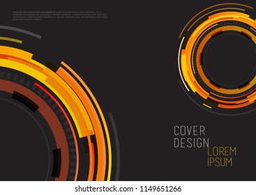 Book cover design template with abstract polygonal objects. Dark version