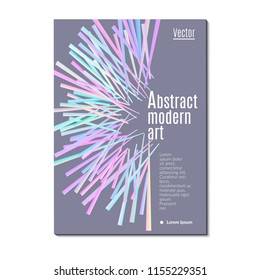 Book cover design template with abstract elements on grey background. Art design in pastel colors. Vector.