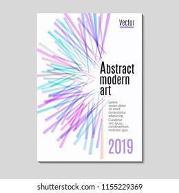 Book cover design template with abstract elements on  white background. Art design in pastel colors. Vector.