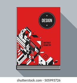 Book cover design template with abstract geometric elements. Style of modern art and graffiti.
