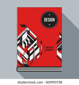 Book cover design template with abstract geometric elements. Style of modern art and graffiti.