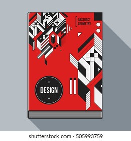 Book cover design template with abstract geometric elements. Style of modern art and graffiti.