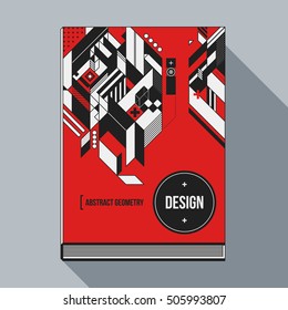 Book cover design template with abstract geometric elements. Style of modern art and graffiti.