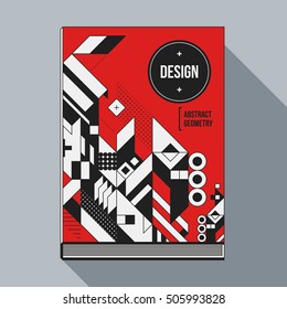 Book cover design template with abstract geometric elements. Style of modern art and graffiti.