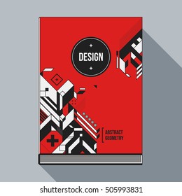 Book cover design template with abstract geometric elements. Style of modern art and graffiti.
