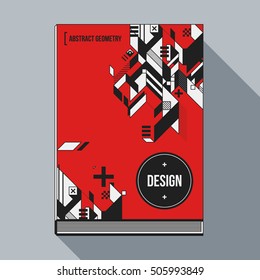 Book cover design template with abstract geometric elements. Style of modern art and graffiti.