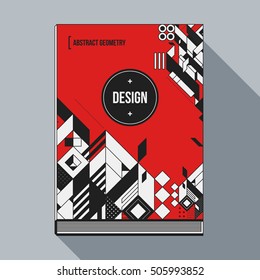 Book cover design template with abstract geometric elements. Style of modern art and graffiti.