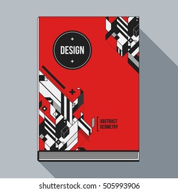 Book cover design template with abstract geometric elements. Style of modern art and graffiti.
