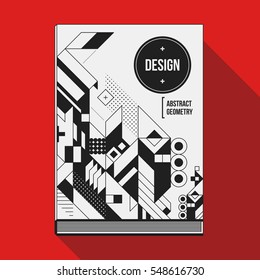 Book cover design template with abstract geometric elements. Style of modern art and graffiti.
