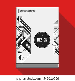 Book cover design template with abstract geometric elements. Style of modern art and graffiti.
