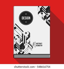 Book cover design template with abstract geometric elements. Style of modern art and graffiti.