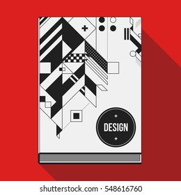 Book cover design template with abstract geometric elements. Style of modern art and graffiti.