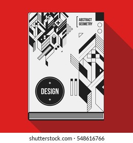 Book cover design template with abstract geometric elements. Style of modern art and graffiti.