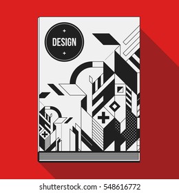 Book cover design template with abstract geometric elements. Style of modern art and graffiti.