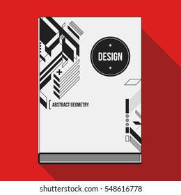 Book cover design template with abstract geometric elements. Style of modern art and graffiti.
