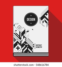 Book cover design template with abstract geometric elements. Style of modern art and graffiti.