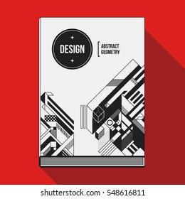 Book cover design template with abstract geometric elements. Style of modern art and graffiti.