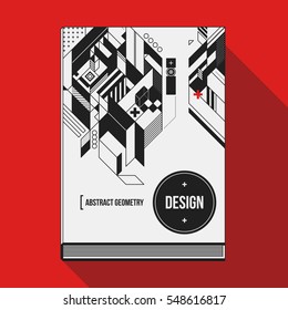 Book cover design template with abstract geometric elements. Style of modern art and graffiti.
