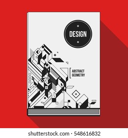 Book cover design template with abstract geometric elements. Style of modern art and graffiti.