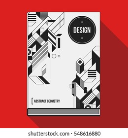 Book cover design template with abstract geometric elements. Style of modern art and graffiti.