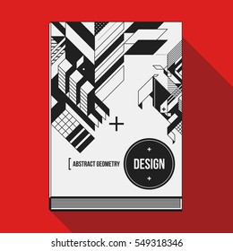 Book cover design template with abstract geometric elements. Style of modern art and graffiti.