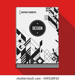 Book cover design template with abstract geometric elements. Style of modern art and graffiti.