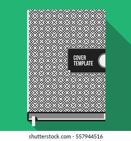 Book cover design template with monochrome geometric pattern. Useful for books, notebooks, annual reports or another media.