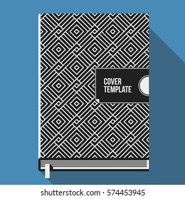 Book cover design template with monochrome geometric pattern. Useful for books, notebooks, annual reports or another media.