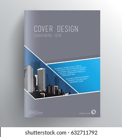 Book cover design template with skyscrapers.