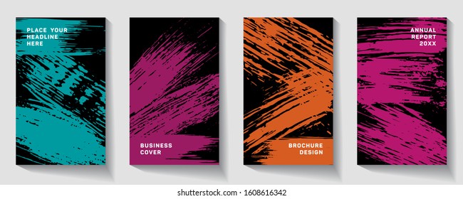 Book cover design vector template in A4 size. Annual report. Abstract Brochure design. Simple pattern.  Presentation cover. Vector illustration. Splash paint like a comma.