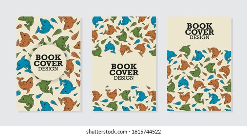 Book cover design vector template with dolphin object and vintage color. Annual report. Abstract Brochure design. Simple pattern. Flyer promotion. Presentation cover. Vector illustration. 