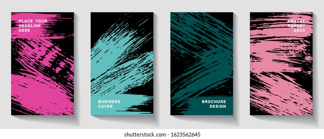 book cover design vector template in A4 size.  Hipster brochure layout. Flyer promotion.  Pink and blue grunge texture background. Curious poster.