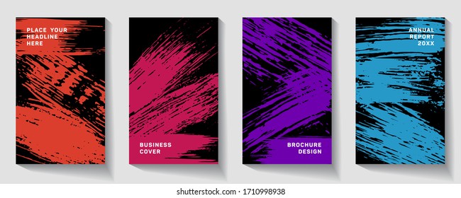 book cover design vector template in A4 size.  Hipster brochure layout. Cool trendy abstract cover page.  Pink and blue grunge texture background. Actual poster.