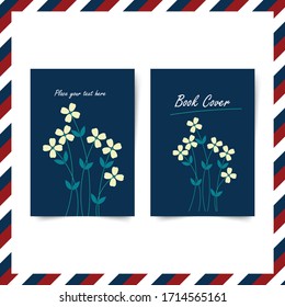 Book cover design vector template in A4 size. Floral illustrator design