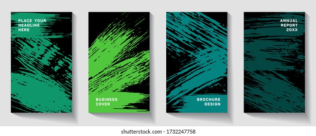 book cover design vector template in A4 size.  Hipster brochure layout. Simple pattern. Green and azure grunge texture background. Curious poster.