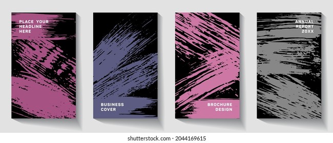 book cover design vector template in A4 size.  Annual report. Abstract Brochure design.  Brilliant trendy abstract cover page.  Pink and blue grunge texture background. Curious poster.