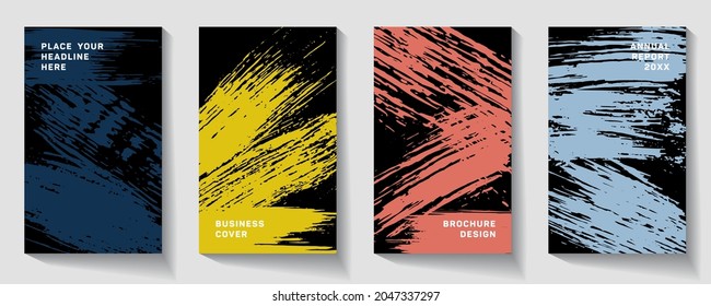 book cover design vector template in A4 size.   Modern brochure layout.  Brilliant trendy abstract cover page.  Pink and blue grunge texture background. Curious poster.