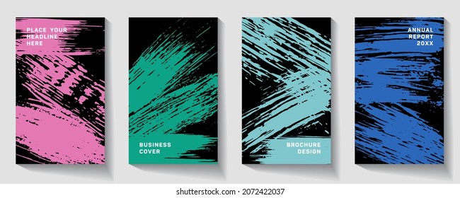 book cover design vector template in A4 size.   Modern brochure layout.  Simple pattern.  Pink and blue grunge texture background. Curious poster.