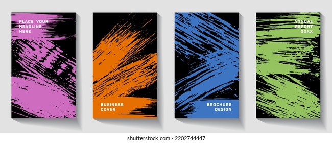Book Cover Design Vector Template In A4 Size.  Hipster Brochure Layout. Simple Pattern.  Presentation Cover. Vector Illustration. Splash Paint Like A Comma.