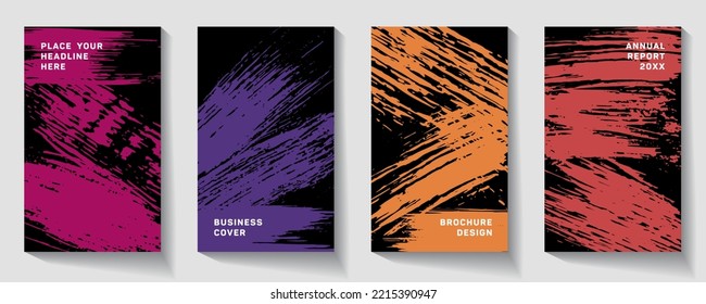 Book Cover Design Vector Template In A4 Size.  Hipster Brochure Layout. Simple Pattern.  Presentation Cover. Vector Illustration. Splash Paint Like A Comma.
