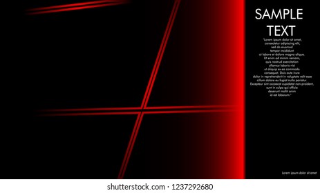 book cover designs, magazines, brochures, etc. with the red line concept and black background. and examples of writing next to it. Vector illustration graphic design