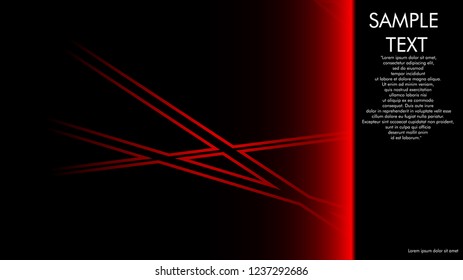 book cover designs, magazines, brochures, etc. with the red line concept and black background. and examples of writing next to it. Vector illustration graphic design