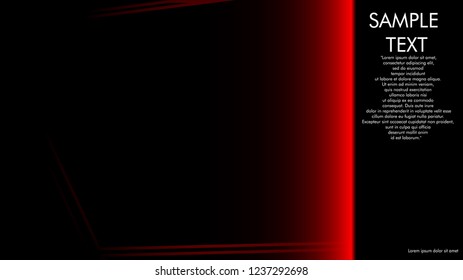 book cover designs, magazines, brochures, etc. with the red line concept and black background. and examples of writing next to it. Vector illustration graphic design