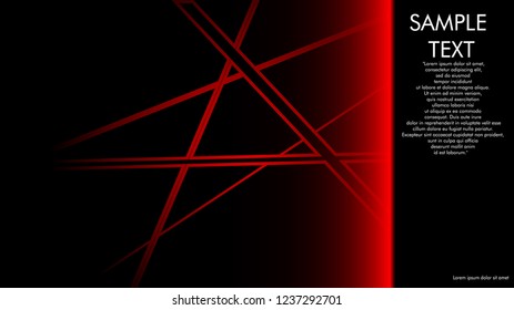 book cover designs, magazines, brochures, etc. with the red line concept and black background. and examples of writing next to it. Vector illustration graphic design