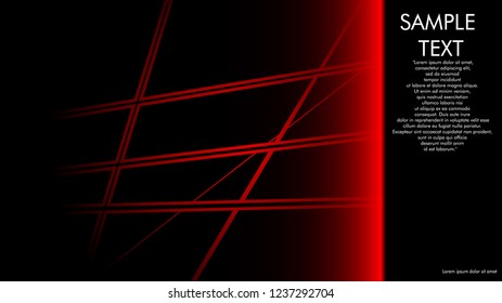 book cover designs, magazines, brochures, etc. with the red line concept and black background. and examples of writing next to it. Vector illustration graphic design