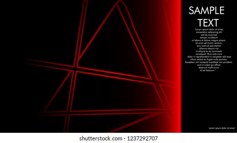 book cover designs, magazines, brochures, etc. with the red line concept and black background. and examples of writing next to it. Vector illustration graphic design