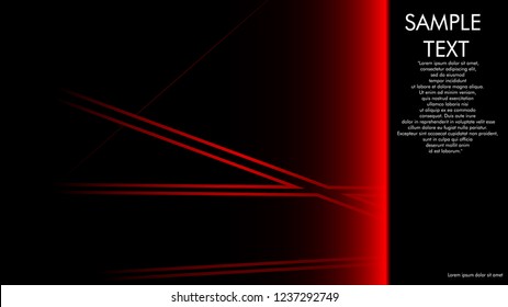 book cover designs, magazines, brochures, etc. with the red line concept and black background. and examples of writing next to it. Vector illustration graphic design